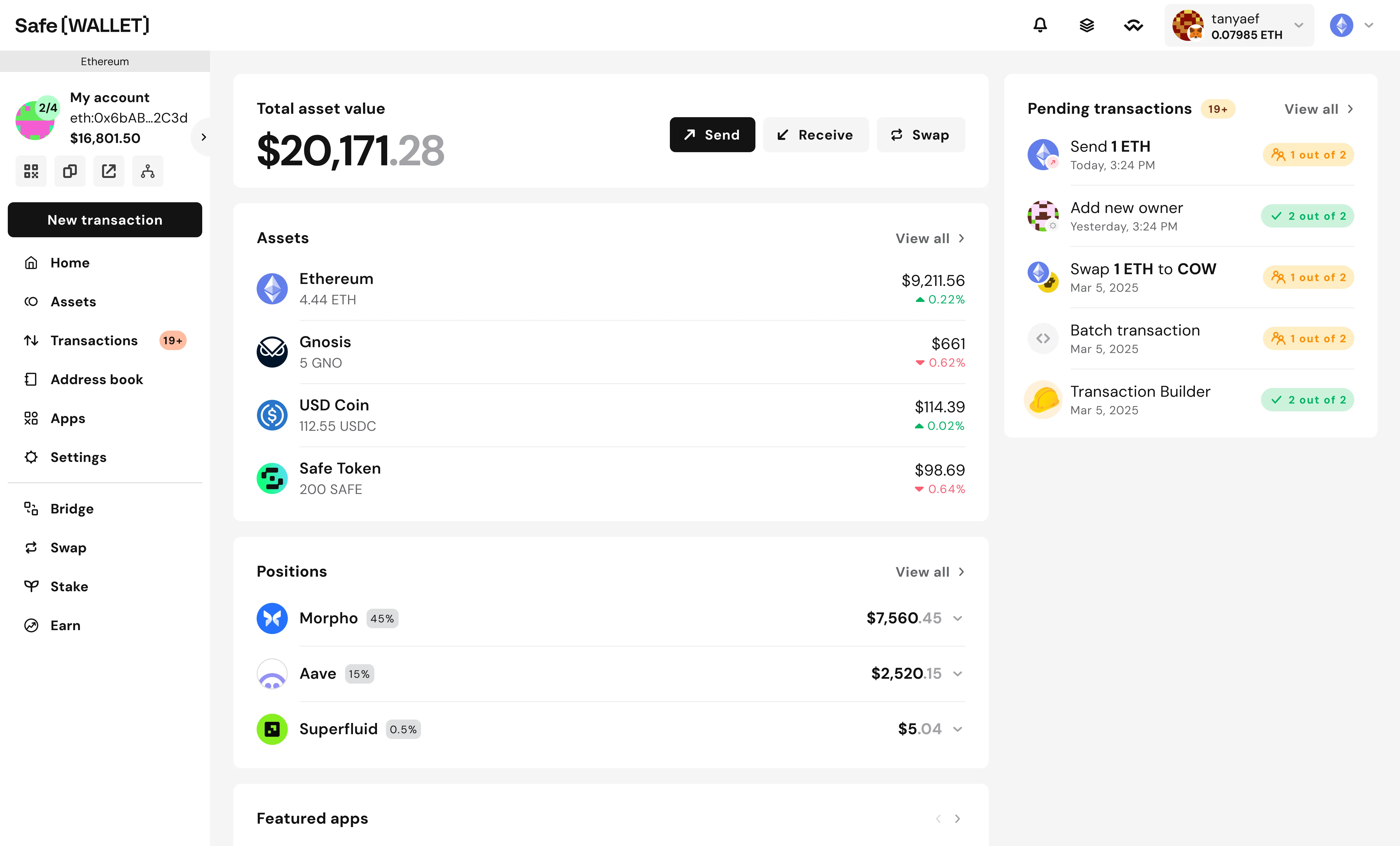 multisig wallet - Safe{Wallet}